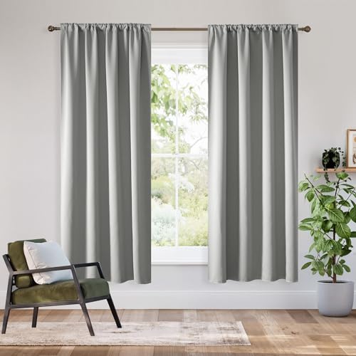 Bedroom Blackout Curtains 54 inches Long (100% Blackout - Sliver Grey / 42"W x 54"L (Pack of 2))