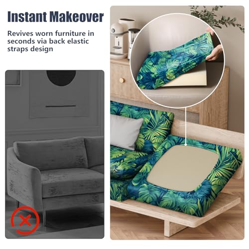 8Pcs Outdoor Cushion Covers (Rainforest / Square-large + Square)