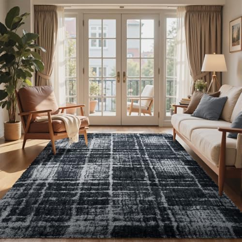 5x7 Ft Large Shag Rugs for Bedroom Living Room (Df Grey 5sm13 / 5' X 7' (Rectangular))