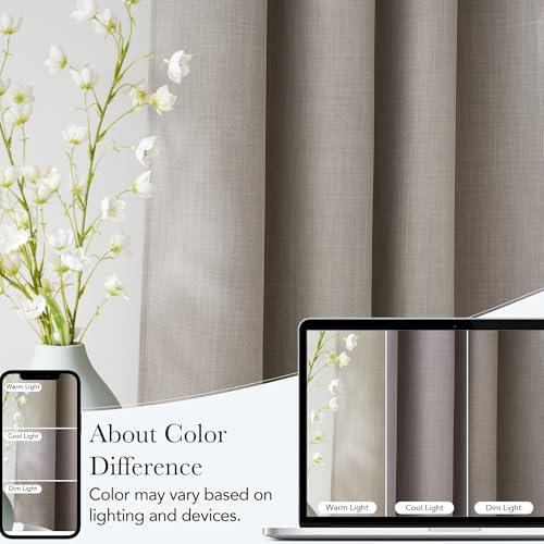 Short Faux Linen Angora Blackout Curtains 63 inches Long (Linen Angora / 42"W x 63"L (Pack of 2))