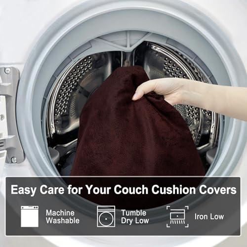 Leather Look Couch Cushion Covers Sofa Seat Slipcovers Sets Couches Furniture Protector for Sectional Armchair Loveseat Pets Kids Stretch Spandex Fabric (2 Cushion Loveseat / Burgundy)