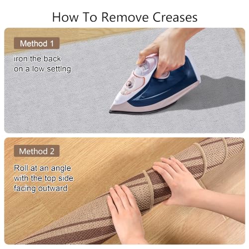 Striped Easy Jute 4x6 Outdoor Rug Washable Non Slip Khaki Rugs for Entryway Indoor Outdoor Farmhouse Neutral Front Door Mat for Backyard Patio Proch Living Room (4'*6'(Rectangular) / Brown/Striped)