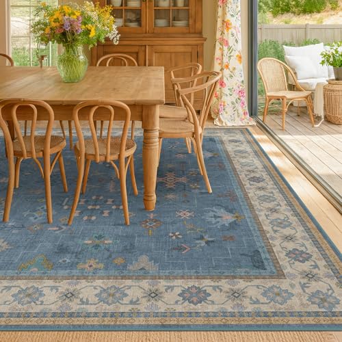 Boho 6x9 Living Room Rugs (6' x 9' (Rectangular) / Dusty Blue)