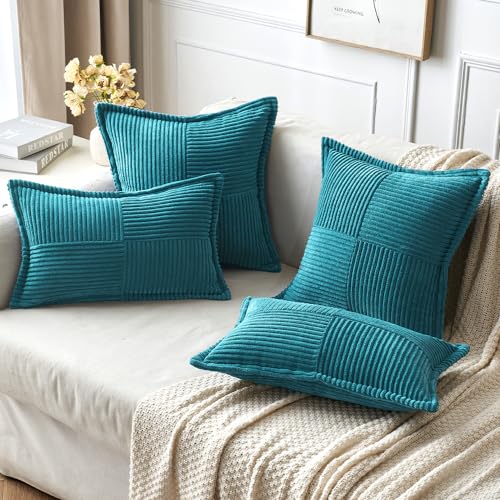 Decorative Throw Pillow Covers for Couch 16x16 Inch Teal Blue 2 Pack (Teal Blue / 16" x 16" (Pack of 2))