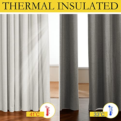 100% Absolutely Blackout Linen Curtains with Thermal Insulated White Liner (52"W x 102"L (Pack of 2) / Ivory)