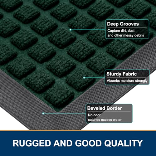 Front Door Mat Outside Entrance (Black Green / 59" X 23")