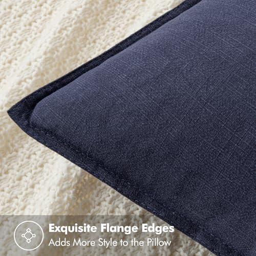 Decorative Linen Pillow Covers 18x18 Inch Navy (Navy / 18" x 18" (Pack of 2))