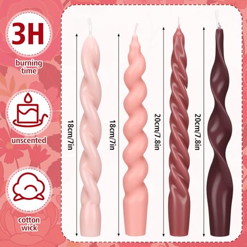4 Pcs Twisted Taper Candles (Pure / 7.87 Inch / Purple)