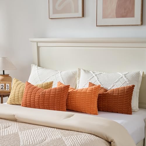 4 Packs Decorative Throw Pillow Covers for Living Room Couch Bed (24" x 16" (Pack of 4) / Burnt Orange Series)