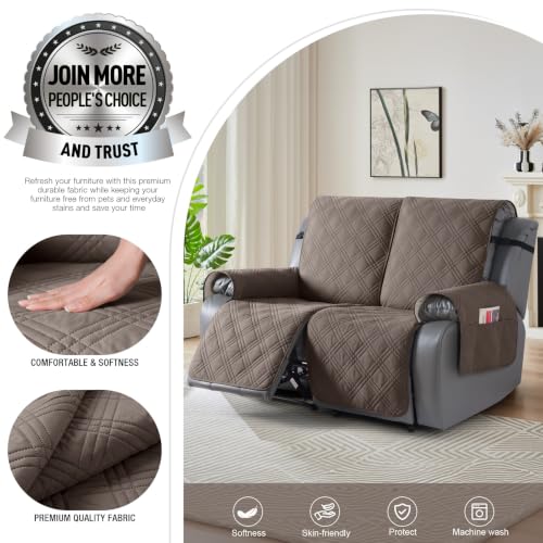 100% Waterproof Recliner Loveseat Cover Non Slip Couch Cover for 2 Seat Reclining Sofa (Taupe / 2 Seater Standard)