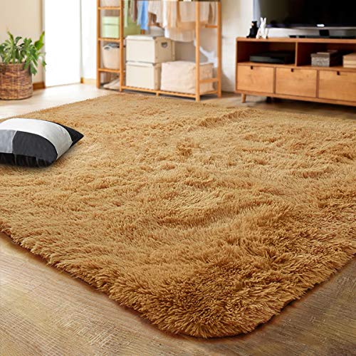 Area Rugs Fluffy Living Room Carpets for Kids Bedroom 4x5.3 (Khaki / 4' x 5.3' (Rectangular))