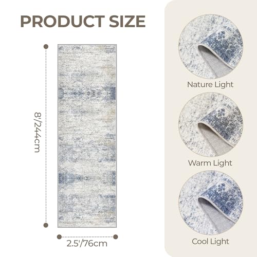 2'6 x 8' Runner Rug Non Slip (Blue/Brown/Ivory / 2'6" x 8' (Runner))