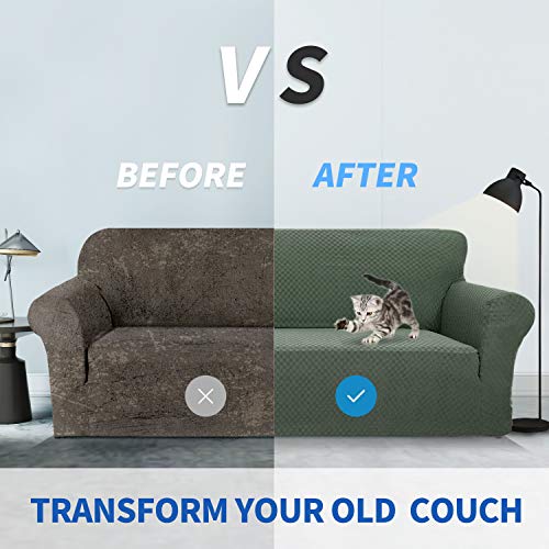 1 Piece Jacquard Chair Slipcovers for Living Room High Stretch Chair Covers with Arms Anti Slip Pets Friendly Couch Sofa Armchair Cover Furniture Protector (Small (31"-46") / Army Green)