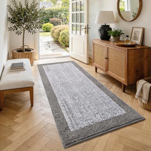60x24 Bathroom Rugs Non Slip Washable (Light Grey / 2' x 5' (Rectangular))