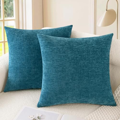 Decorative Couch Throw Pillow Covers 22 X 22 Inches Ocean Blue (22" x 22" (Pack of 2) / Ocean Blue)