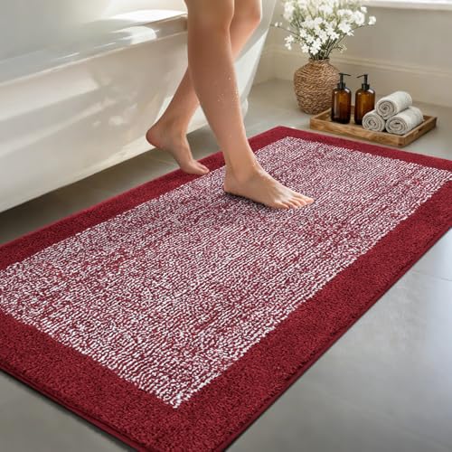60x24 Long Bathroom Rugs Non Slip Washable (Red / 2' x 5' (Rectangular))