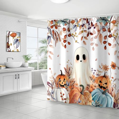 Fall Funny Ghost Shower Curtain (Ghost / 72"W x 72"L (Pack of 1))