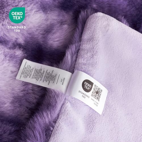 Faux Fur Throw Blanket for Couch (Tie-dye Purple / Twin(60" x 80"))