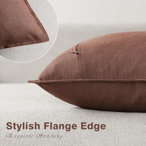 Linen Solid Decorative Throw Pillow Covers 24x24 Inch Rust Red (24" x 24" (Pack of 2) / Autumn Glaze)