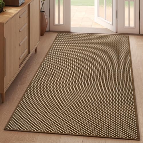 3x5 ft Area Rug Entryway Runner Kitchen Rugs Non Slip Dark Brown (Dark Brown/ Coffee / 3' x 5')