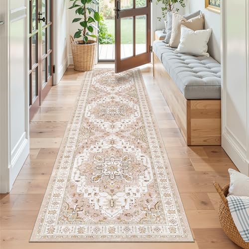 Hallway Runner Rug 2x8 Washable Kitchen Rugs Non (Pink / 2' x 8' (Runner))