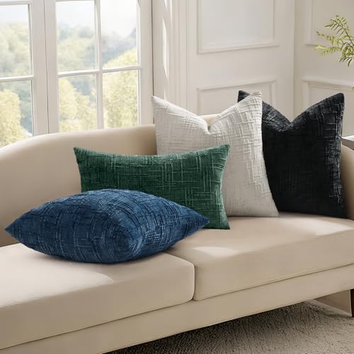 Textured Chenille Throw Pillow Covers 24x24 Set of 2 Green (Christmas Green / 24" x 24" (Pack of 2))
