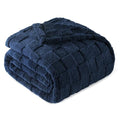 3D Checkered Fleece Twin Blanket for Bed (Navy Blue / Twin (60"x80"))