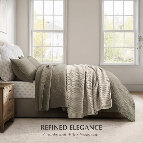 HOME Chunky Chenille Knit Throw Blanket (Warm Gray / 60" X 80")