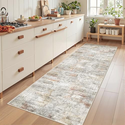 2'6 x 8' Runner Rug Non Slip (Grey/Rust / 2'6" x 8' (Runner))