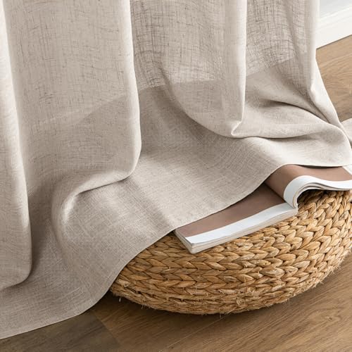 Natural Linen Curtains 52x84 Inch Length for Bedroom Living Room (52"W x 84"L (Pack of 2) / Natural)