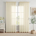 Light Cream Sheer Curtains 96 inches Long 54 X 96 Inches (Light Cream / 54"W x 96"L (Pack of 2))