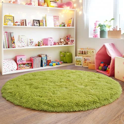 6‘x6’ Grass Green Round Rug for Bedroom (6' (Round) / Grass Green)