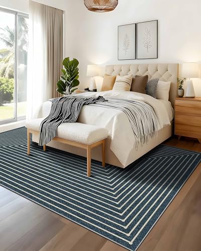 8x10 Area Rugs for Living Room Large Modern Washable Rug (Prussian Blue / 8' x 10' (Rectangular))