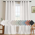 Pair Set Nickel Grommet Natural Linen Blended Window Treatment (52"W x 84"L (Pack of 2) / Heathered White)
