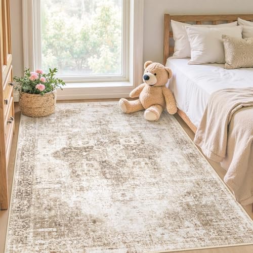 Area Rug 3x5 Washable Rug (Brown / 3' x 5' (Rectangular))