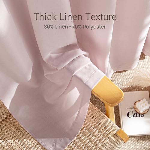 Thick Linen Blush Pink Curtains 2 Panels for Kids Room (Blush Pink / 55"W x 96"L (Pack of 2))