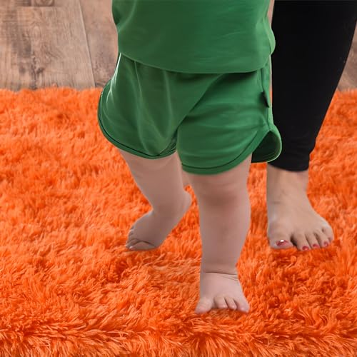 Soft Runner Rugs for Bedroom Hallways (2' x 5' (1 pc) / Orange)