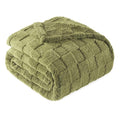 3D Checkered Fleece Twin Blanket for Bed (Olive Green / Twin (60"x80"))