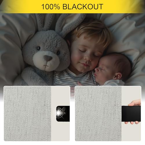 54 Inch Curtains 2 Panel Set 100% Blackout Linen Textured Room Darkening Thermal Insulating Curtain for Bedroom Winter Summer Heat Blocking Draft Kitchen Bathroom 54 Inches Long Light Grey Gray (Light Grey / 52"W x 54"L (Pack of 2))