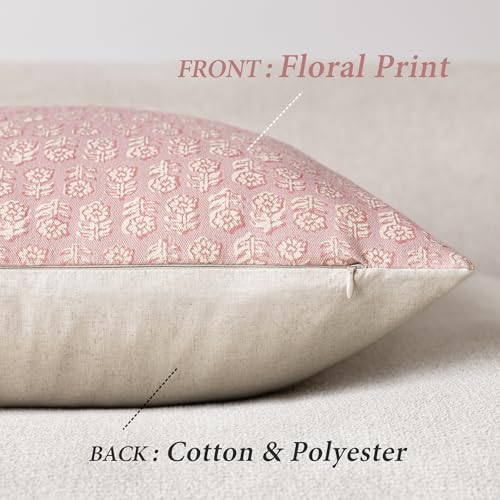 Decorative Floral Print Throw Pillow Covers 18×18 Light Pink (18" x 18" (Pack of 2) / Light Pink)