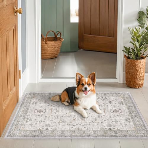 Boho Large 3x4 Bathroom Rug (3' x 4' (Rectangular) / Light Gray / Sage)