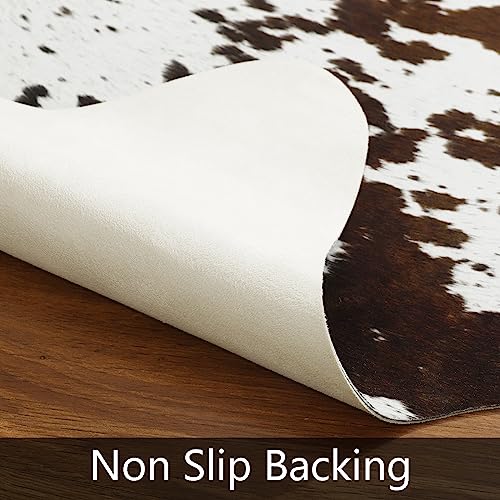 Faux Cowhide Rug (4'7" X 5'2" (Irregular) / White and Brown)