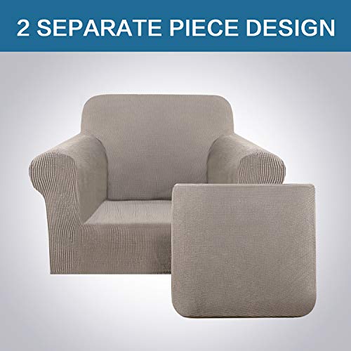 Stretch Chair Slipcovers 2 Pieces Armchair Cover Furniture Protector Chair Covers for Living Room Fit Chair Width Up to 47 Inches (Small / Taupe)