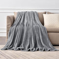 3D Ribbed Jacquard Grey Fleece Throw Blanket for Couch (Grey / Throw XL(50"x70"))