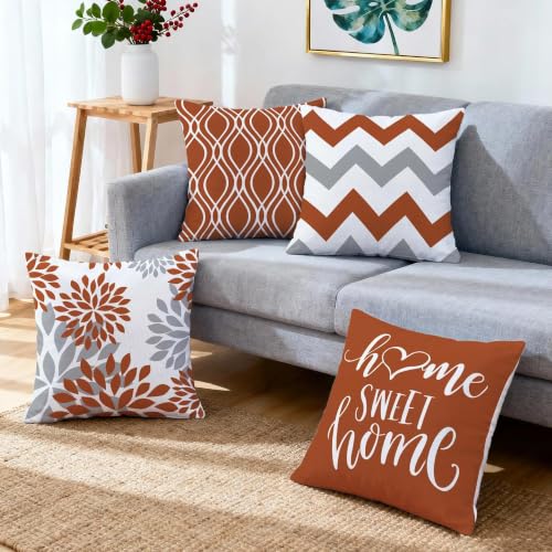 Throw Pillow Covers 16x16 (Burnt Orange / 16" x 16" (Pack of 4))