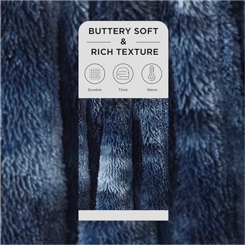 Faux Fur Fluffy Sherpa Blanket Couch Throw Tie Dye Navy 50"x60" (05- Tie Dye Navy / Throw (50" X 60"))