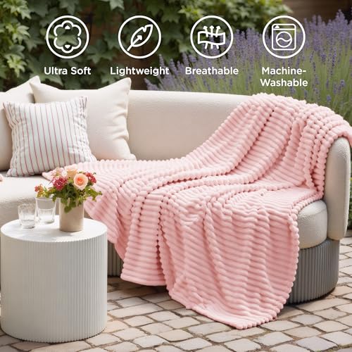 Soft Twin Blanket for Bed Decor Gifts Coral Pink 60"x80" (Coral Pink / Twin)