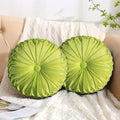 Set of 2 Apple Green Velvet Decorative Round Pleated Throw Pillows (Apple Green)