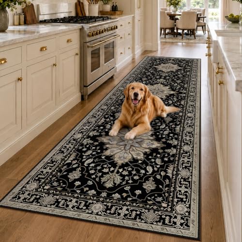 Washable Area Rug (Black/Neutral / 3' x 10' (Rectangular))