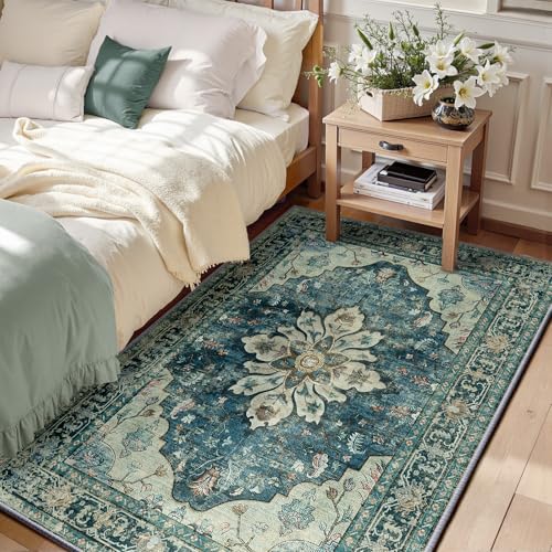 Washable Area Rug (Blue/Vintage Dark Blue / 3' x 5' (Rectangular))